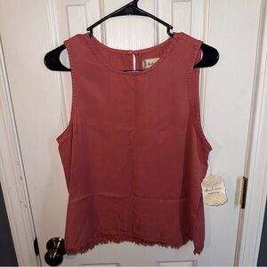 Altar'd State Dusty Rose Sleeveless Tank with Frayed Hem